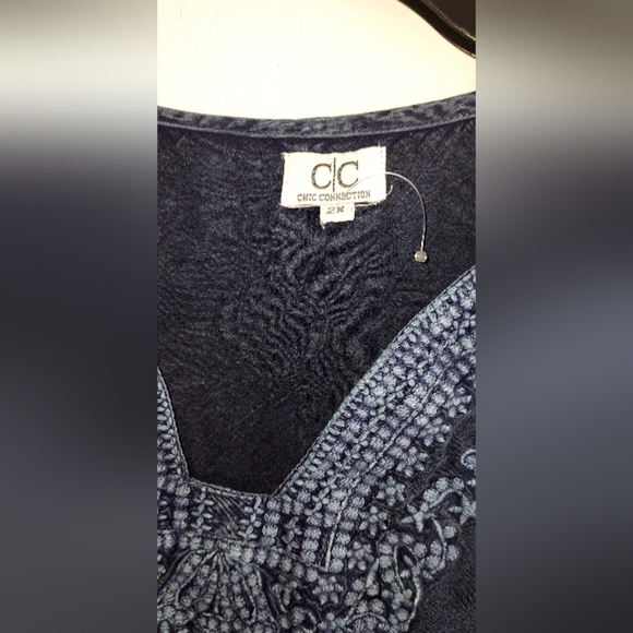 Chic Connection Blue Embroidered Tunic Dress Nwot - Picture 4 of 4